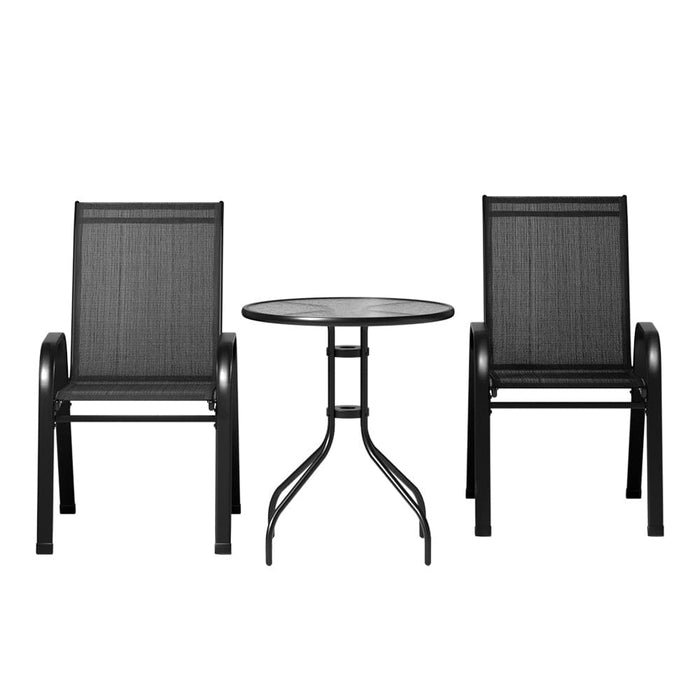 Gardeon Outdoor Furniture 3pc Table and Chairs Stackable