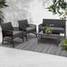 Gardeon Outdoor Furniture Set Wicker Cushion 4pc Dark Grey