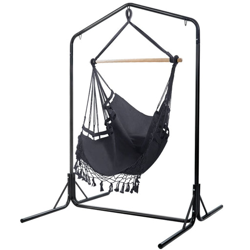 Gardeon Outdoor Hammock Chair With Stand Tassel Hanging