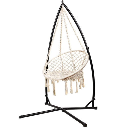 Gardeon Outdoor Hammock Chair With Steel Stand Cotton Swing