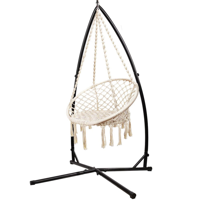 Gardeon Outdoor Hammock Chair with Steel Stand Cotton Swing