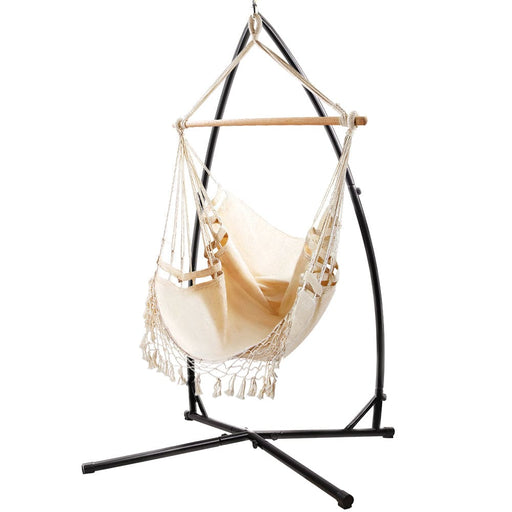 Gardeon Outdoor Hammock Chair with Steel Stand Tassel