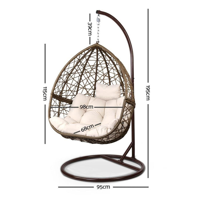Gardeon Outdoor Hanging Swing Chair - Brown