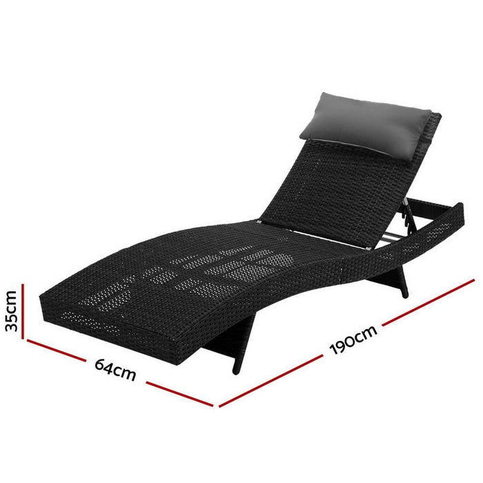 Gardeon Outdoor Sun Lounge Setting Wicker Lounger Day Bed