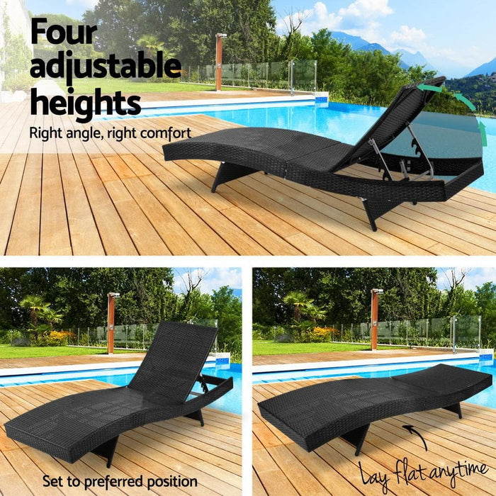 Gardeon Outdoor Sun Lounge Setting Wicker Lounger Day Bed