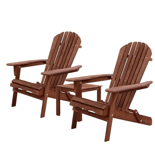 Gardeon 3pc Outdoor Setting Beach Chairs Table Wooden