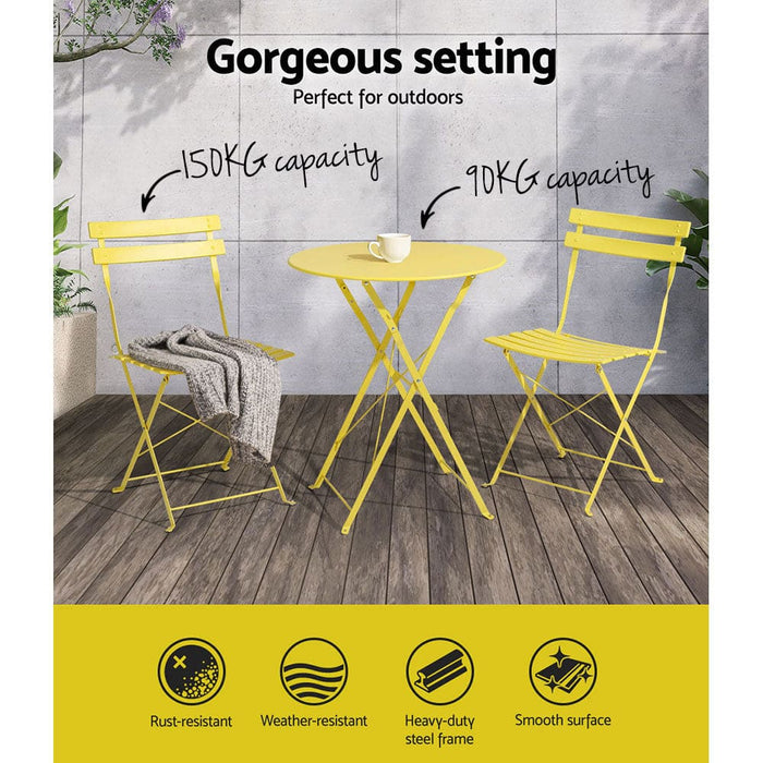 Gardeon Outdoor Setting Bistro Set Table and Chairs Folding