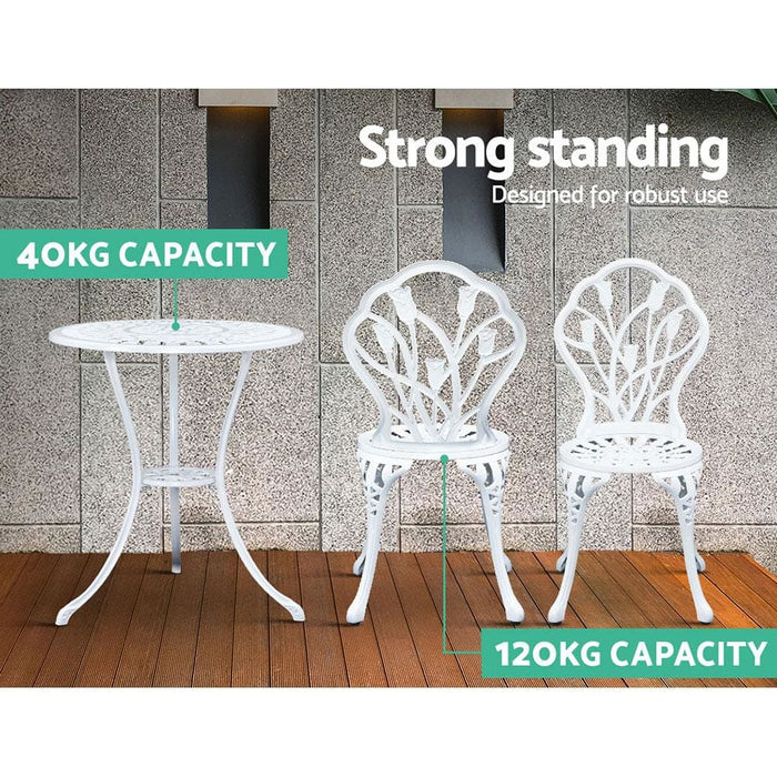 Gardeon 3pc Outdoor Setting Cast Aluminium Bistro Table