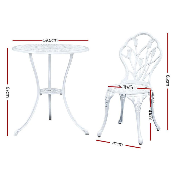 Gardeon 3pc Outdoor Setting Cast Aluminium Bistro Table