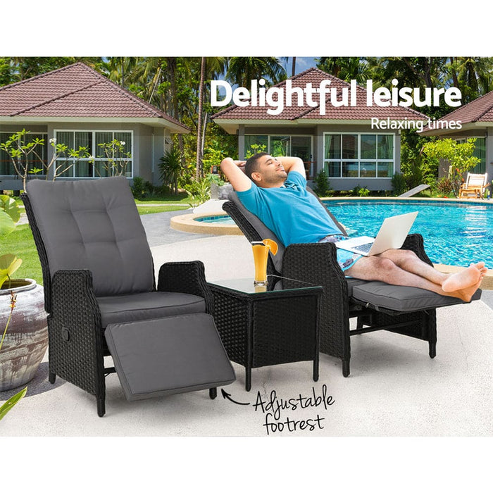 Gardeon Recliner Chairs Sun Lounge Setting Outdoor