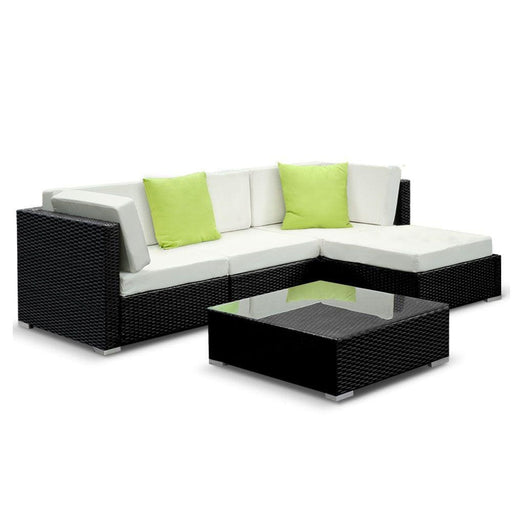 Gardeon 5pc Sofa Set With Storage Cover Outdoor Furniture