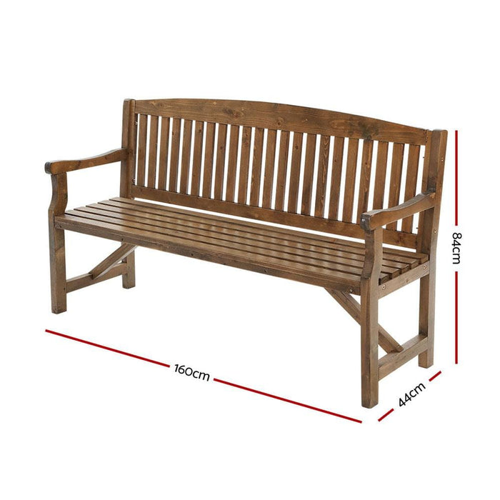 Gardeon Wooden Garden Bench Chair Natural Outdoor Furniture