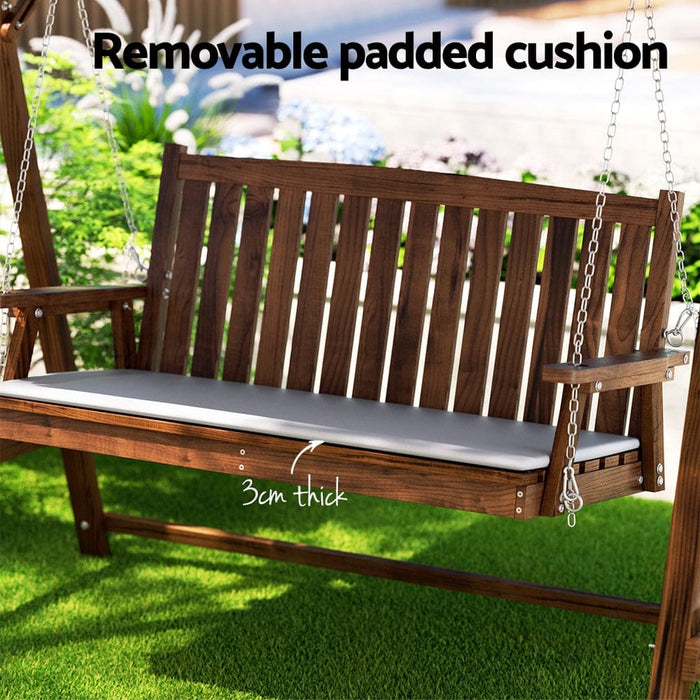 Gardeon Wooden Swing Chair Garden Bench Canopy 3 Seater