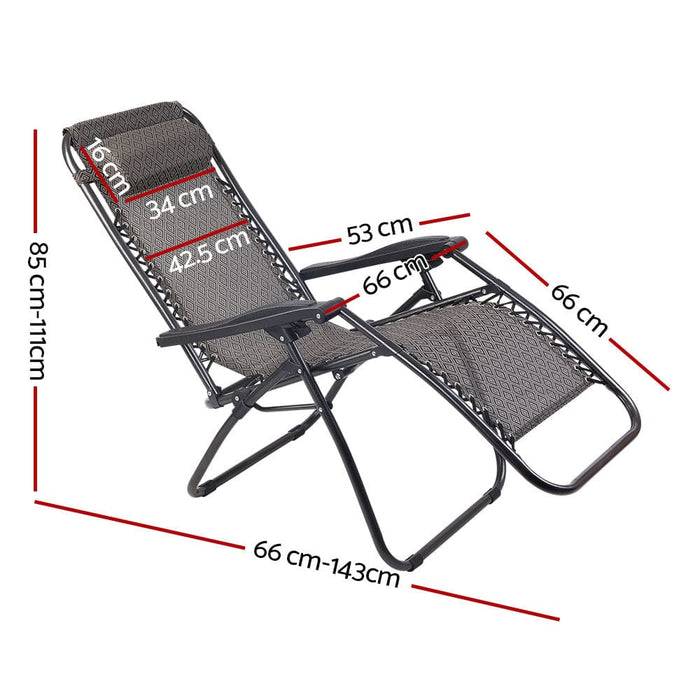 Gardeon Zero Gravity Chair 2pc Reclining Outdoor Sun Lounge