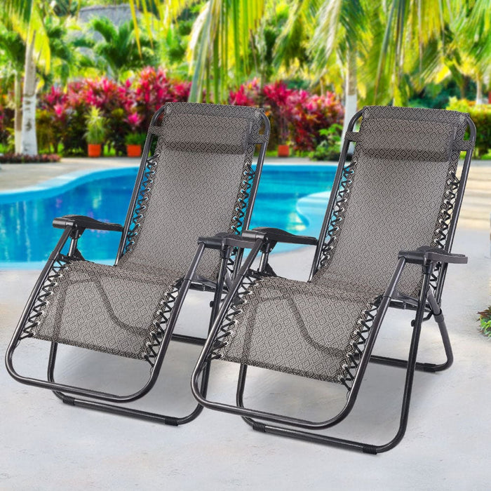 Gardeon Zero Gravity Chair 2pc Reclining Outdoor Sun Lounge