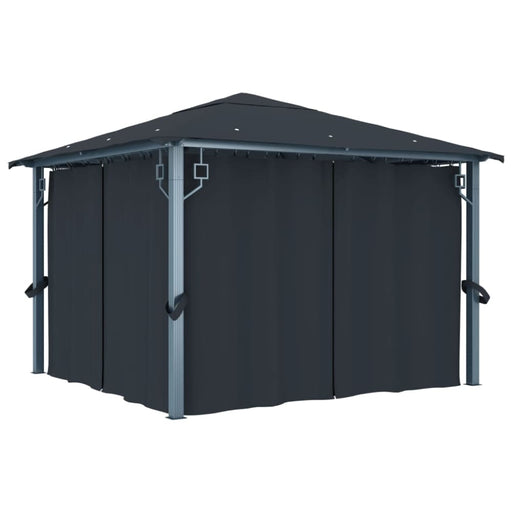 Gazebo with Curtain 300x300 Cm Anthracite Aluminium Anbat