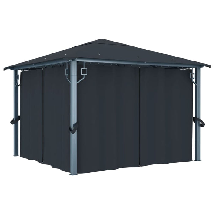 Gazebo with Curtain 300x300 Cm Anthracite Aluminium Anbat