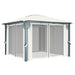 Gazebo with Curtain 300x300 Cm Cream Aluminium Anbax