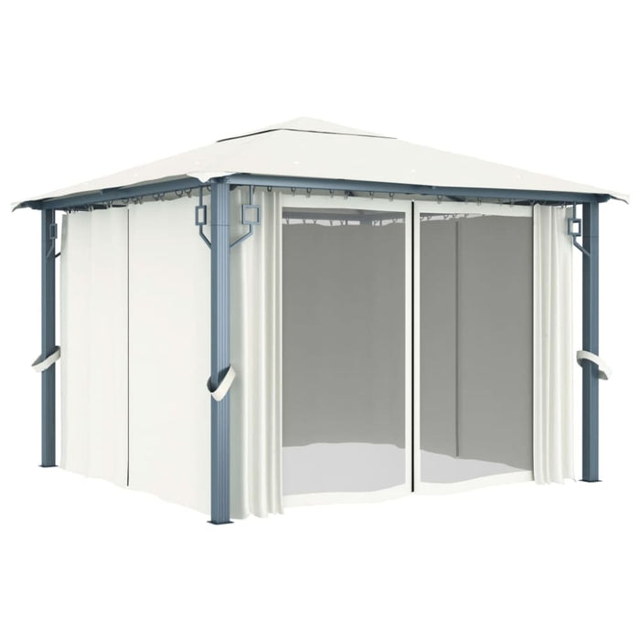 Gazebo with Curtain 300x300 Cm Cream Aluminium Anbax