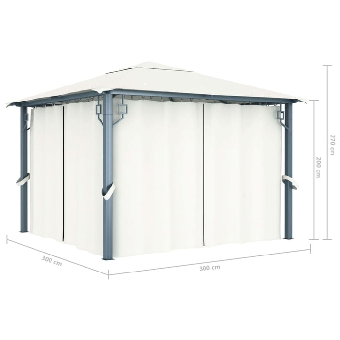 Gazebo with Curtain 300x300 Cm Cream Aluminium Anbax