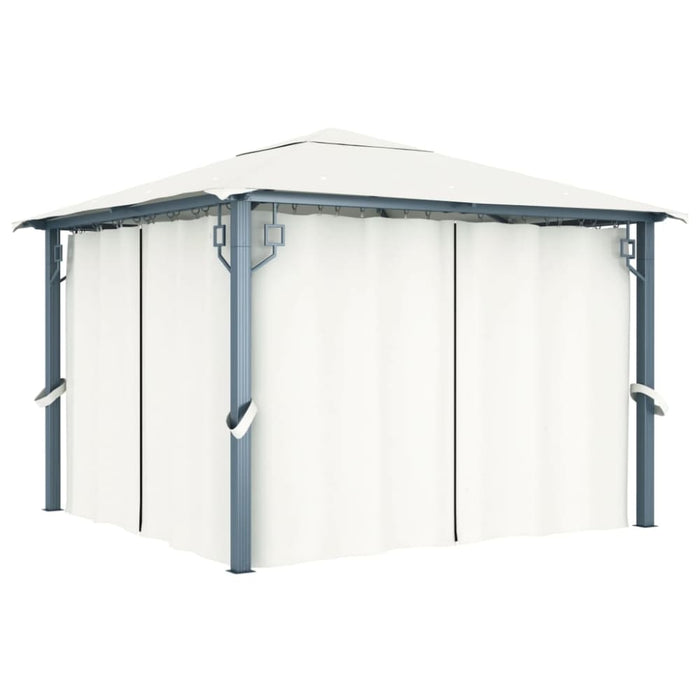 Gazebo with Curtain 300x300 Cm Cream Aluminium Anbax