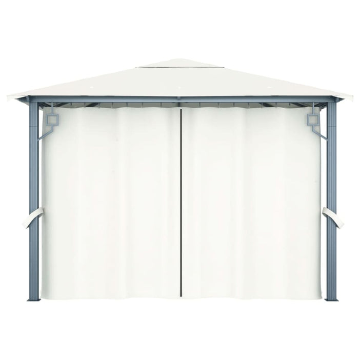 Gazebo with Curtain 300x300 Cm Cream Aluminium Anbax