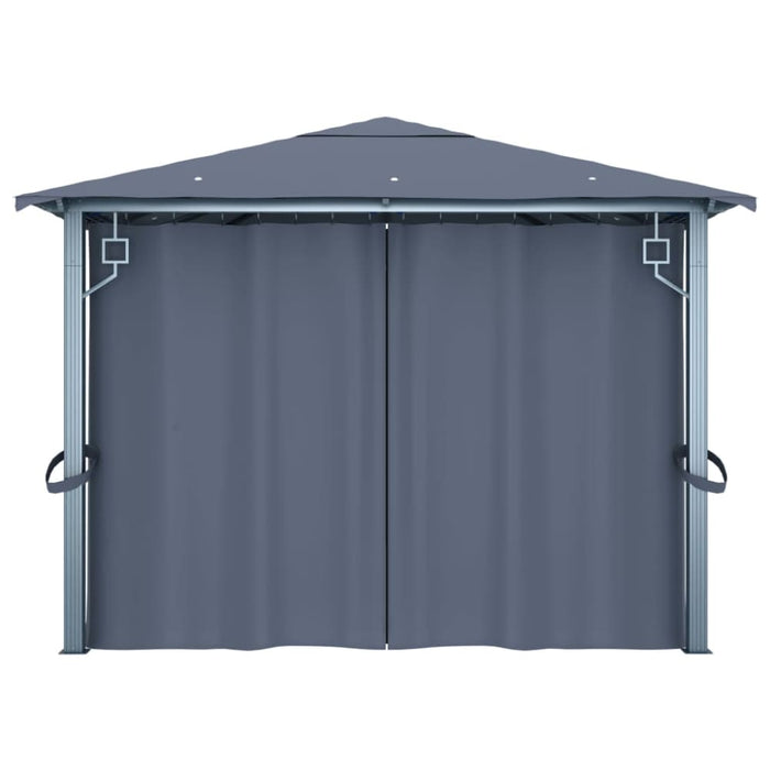 Gazebo with Curtain 400x300 Cm Anthracite Aluminium Anbap