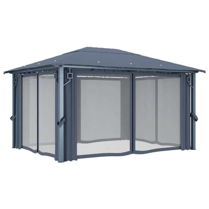 Gazebo with Curtain 400x300 Cm Anthracite Aluminium Anbap
