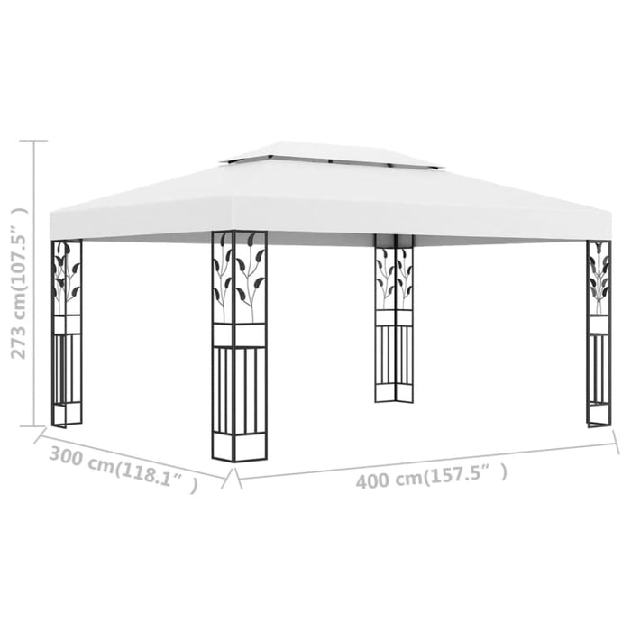 Gazebo with Double Roof 3x4 m White Anbtb