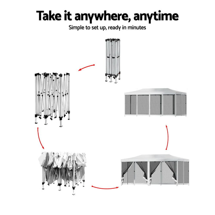 Gazebo Pop Up Marquee 3x6 Outdoor Wedding Mesh Side Wall