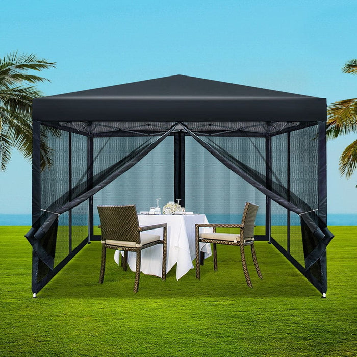 Gazebo Pop Up Marquee 3x3 Wedding Side Mesh Wall Outdoor