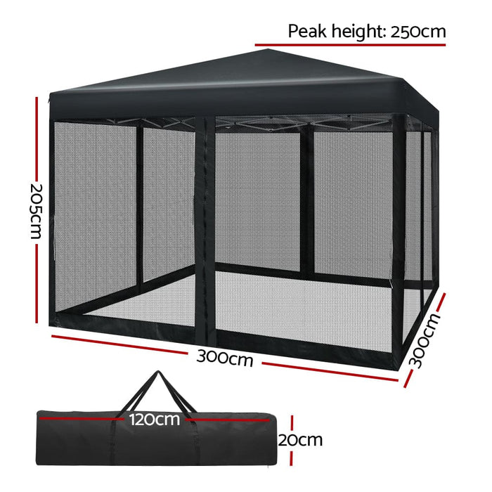 Gazebo Pop Up Marquee 3x3 Wedding Side Mesh Wall Outdoor