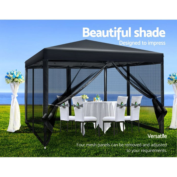 Gazebo Pop Up Marquee 3x3 Wedding Side Mesh Wall Outdoor