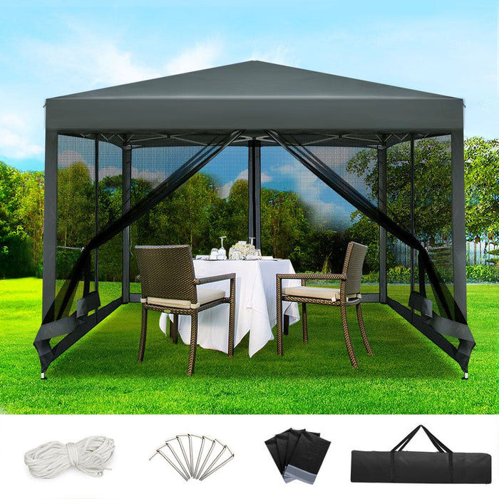 Gazebo Pop Up Marquee 3x3 Wedding Side Mesh Wall Outdoor