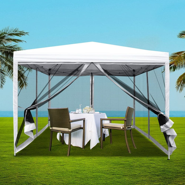 Gazebo Pop Up Marquee 3x3 Wedding Side Mesh Wall Outdoor
