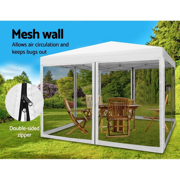Gazebo Pop Up Marquee 3x3 Wedding Side Mesh Wall Outdoor