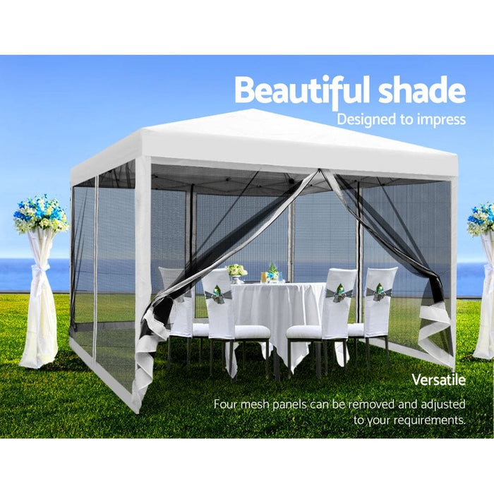 Gazebo Pop Up Marquee 3x3 Wedding Side Mesh Wall Outdoor