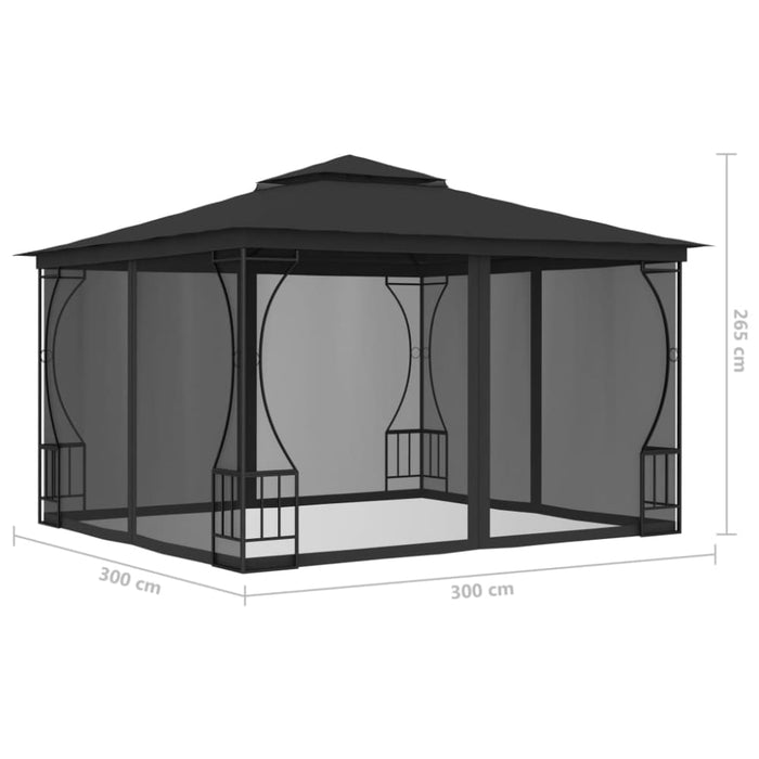 Gazebo with Nets 300x300x265 Cm Anthracite Anpki