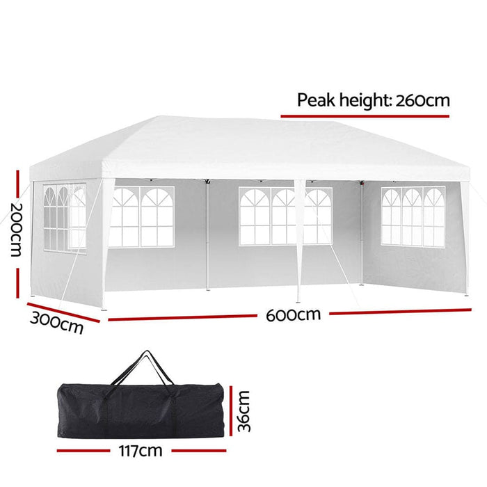 Gazebo Pop Up Marquee 3x6m Wedding Party Outdoor Camping