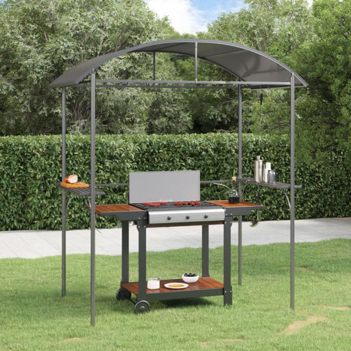 Bbq Gazebo With Side Shelves Anthracite 220x115x230 Cm Steel