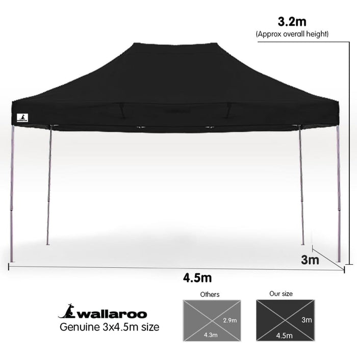 Gazebo Tent Marquee 3x4.5m Popup Outdoor Wallaroo Black
