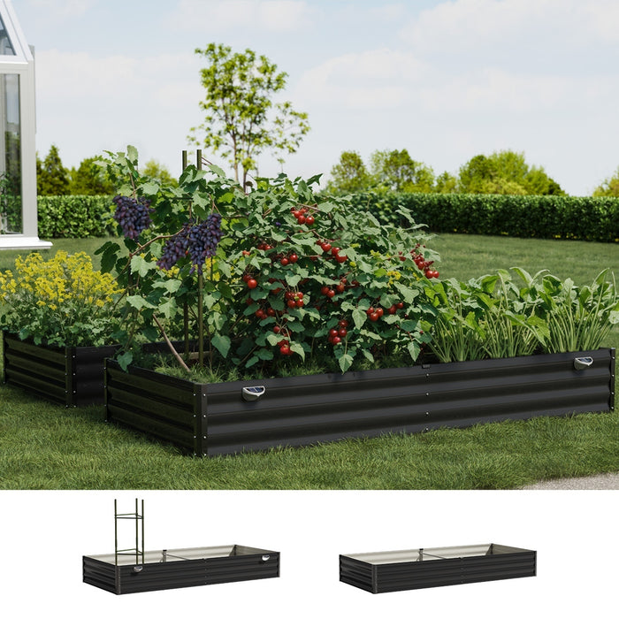 2X Garden Bed 210X90X30Cm Led Plant Stand Box Raised Container Galvanise