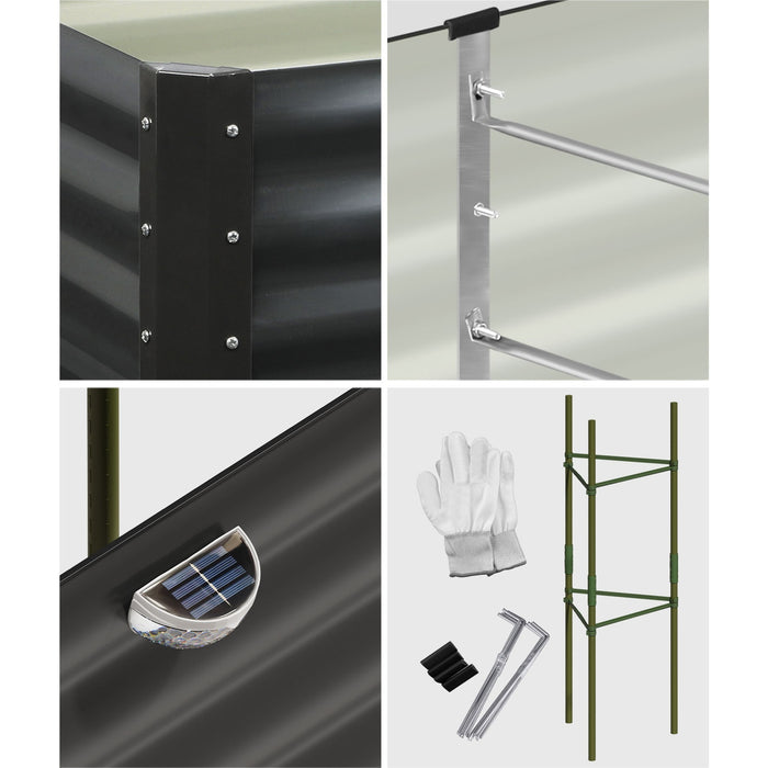 2X Garden Bed 210X90X30Cm Led Plant Stand Box Raised Container Galvanise