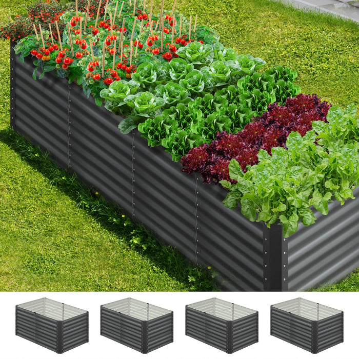 X2 Garden Bed Kits Raised Vegetable Planter Galvanised Steel 240X80X73Cm
