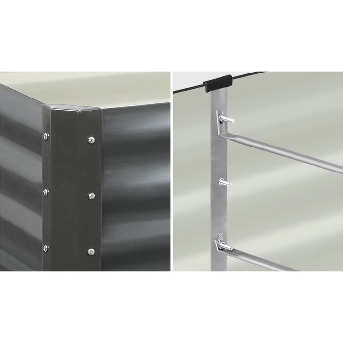 X2 Garden Bed Kits Raised Vegetable Planter Galvanised Steel 240X80X73Cm
