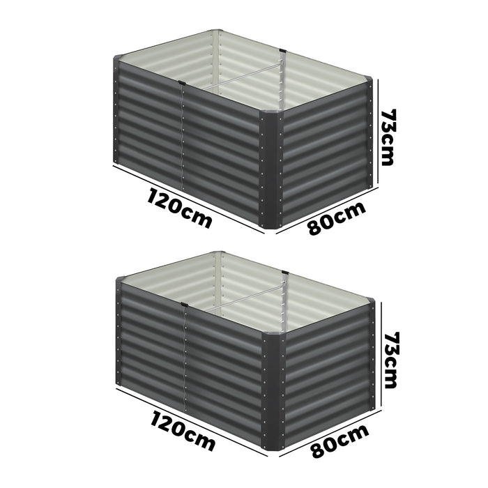 X2 Garden Bed Kits Raised Vegetable Planter Galvanised Steel 240X80X73Cm