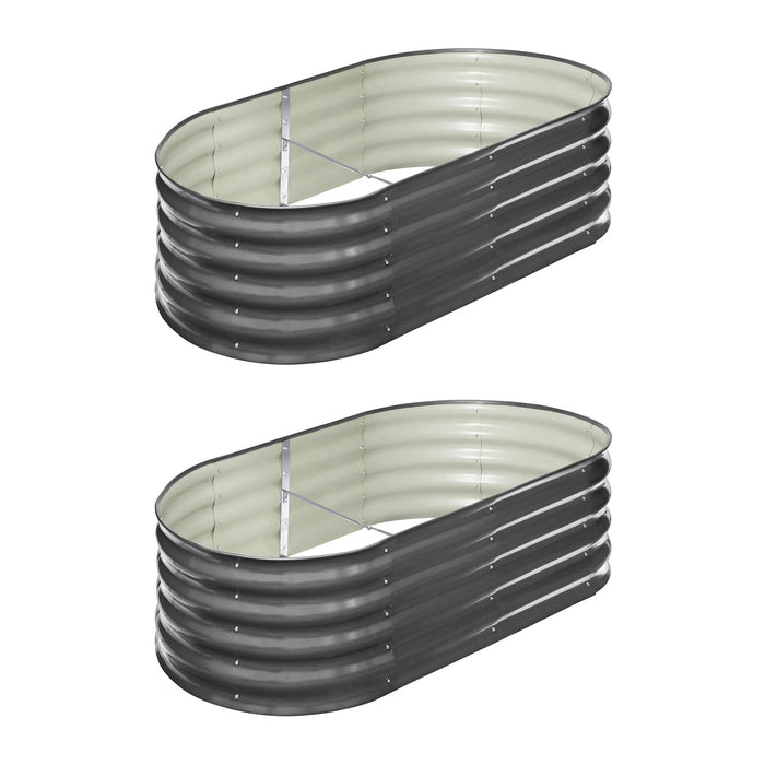 X2 Garden Bed Oval Galvanised Raised Steel Vegetable Planter 160X80X42Cm