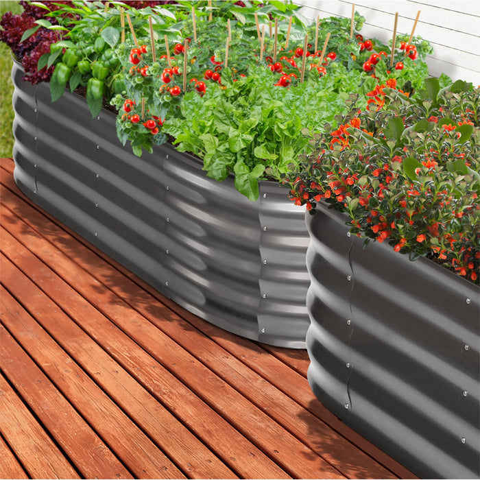 X3 Garden Bed Oval Galvanised Raised Steel Vegetable Planter 160X80X42Cm