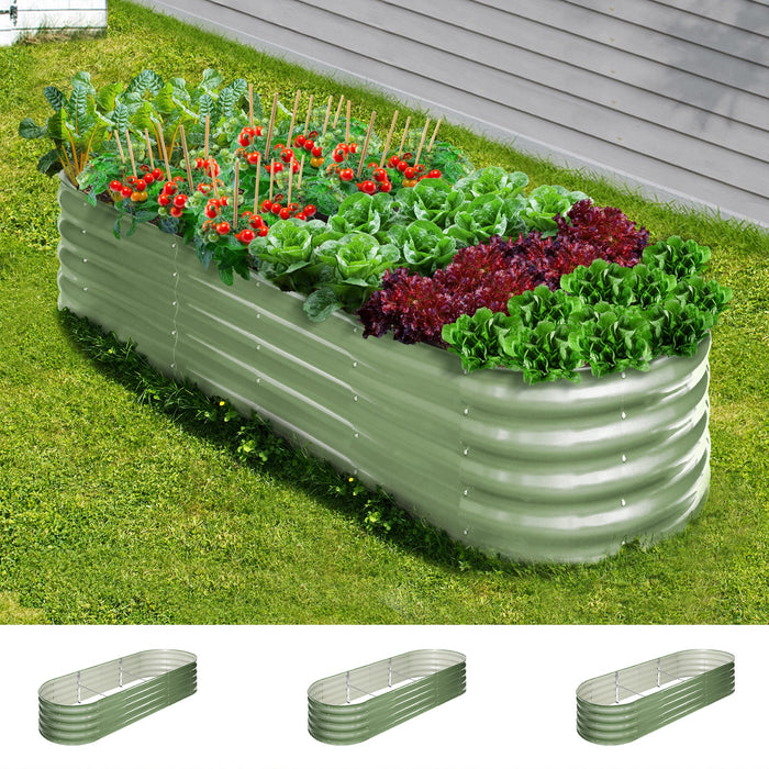 3X Garden Bed 240X80X42Cm Planter Box Raised Container Galvanised Green