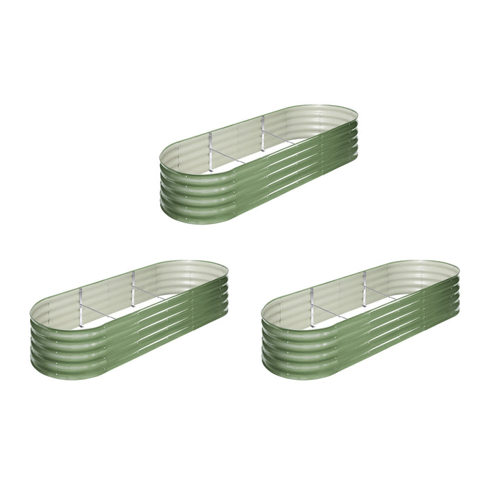 3X Garden Bed 240X80X42Cm Planter Box Raised Container Galvanised Green
